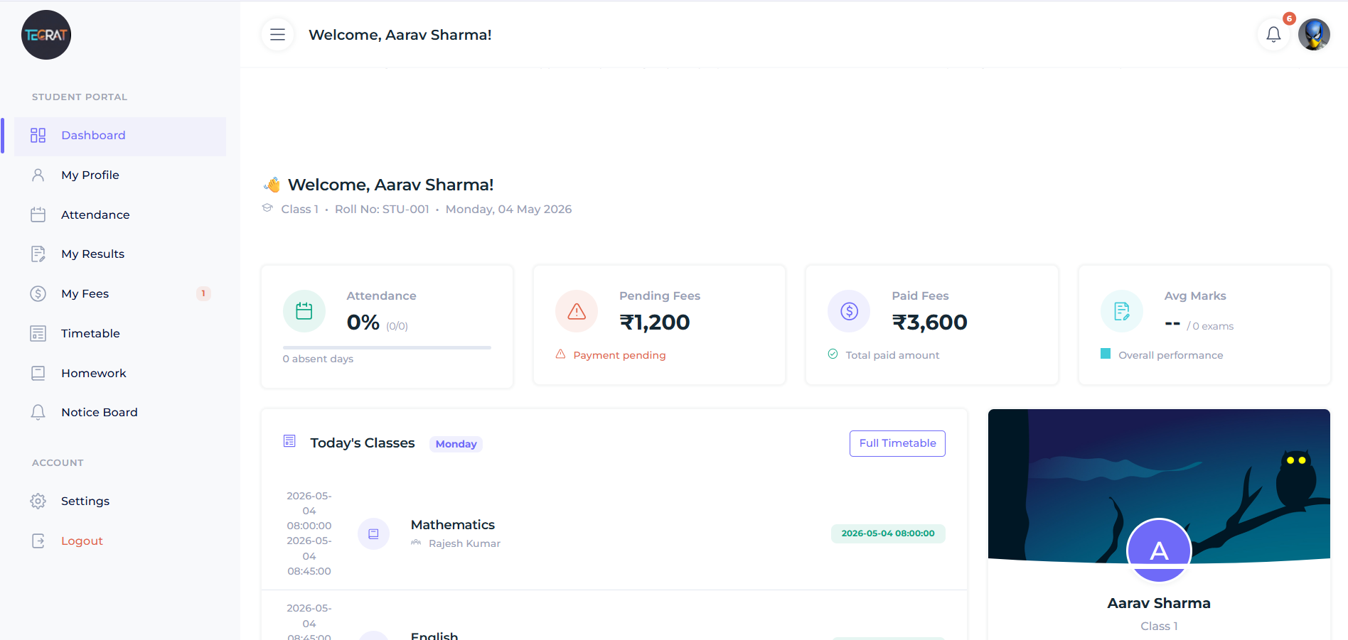 Student Dashboard