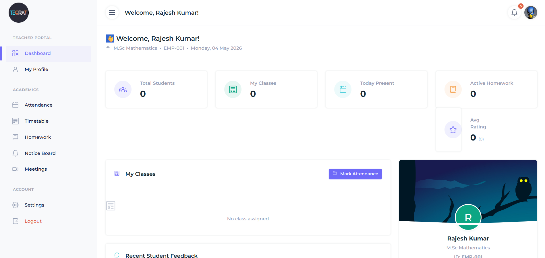 Teacher Dashboard